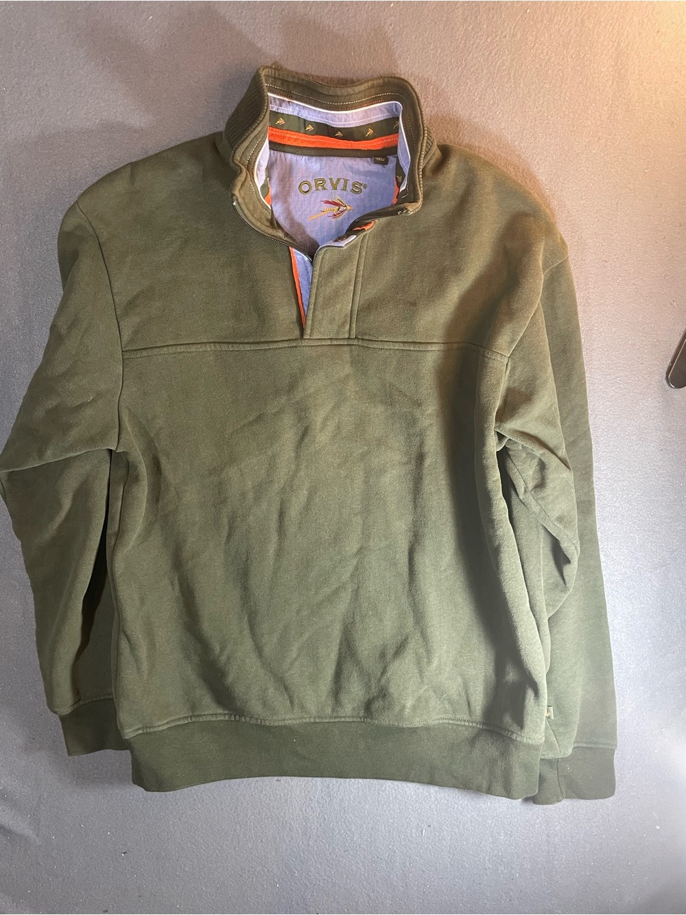 Orvis Men's Olive Green Half-Zip Pullover Sweater